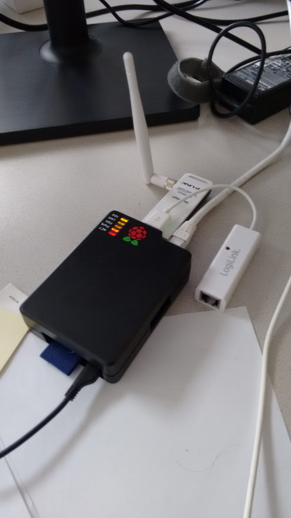 Raspberry Pi with Wifi and Ethernet USB Dongle